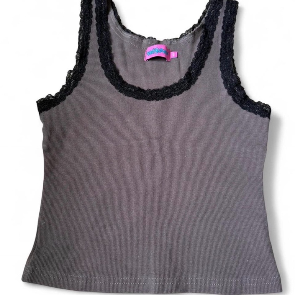 Edikted Brown And Black Lace Tank